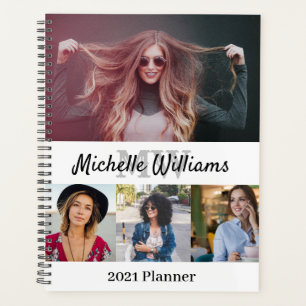 2021 Custom Photo Collage, Name and Monogram Glam Planner