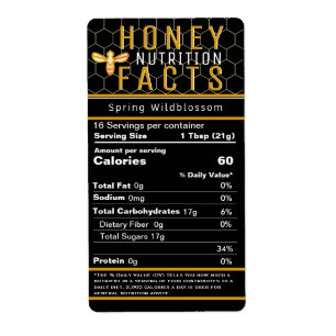 2021 FDA Honey Nutrition Black Honeycomb and Bee  