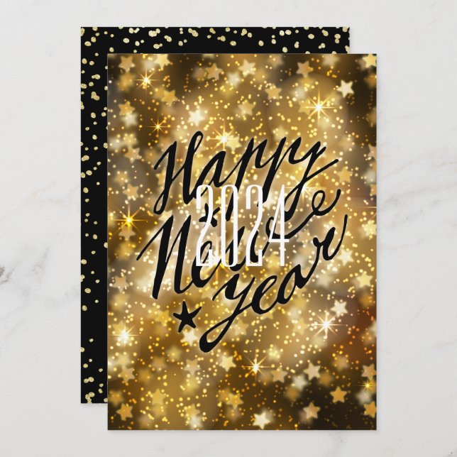 2021 Festive Gold | Happy New Year Holiday Card (Front/Back)