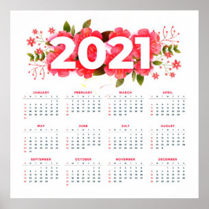 2021 Floral Calendar Poster
