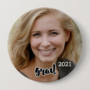 2021 Grad Party Senior Photo Proud Parent 10 Cm Round Badge