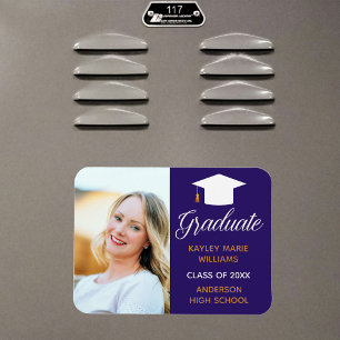 2021 Graduate Photo Purple Graduation Announcement Magnet