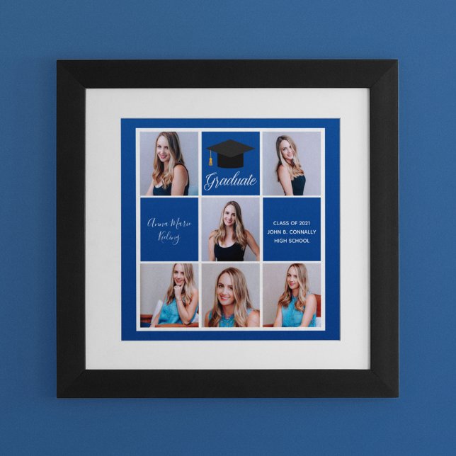 2021 Graduation Blue Senior Portrait Photo Collage Poster (Creator Uploaded)