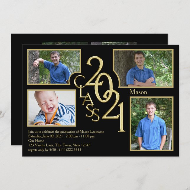 2021 Graduation Class of Quad Photo Invitation (Front/Back)