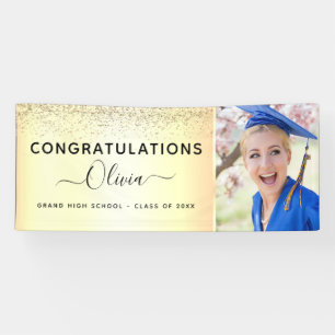 2021 Graduation Glitter Gold Black Banner