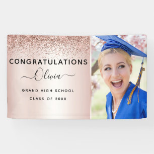 2021 Graduation Glitter Rose Gold Blush Pink Banner
