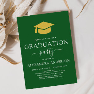 2021 Graduation Party Green Gold Modern Elegant Invitation