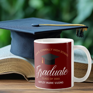 2021 Graduation Red Gold Custom Graduate Monogram  Coffee Mug