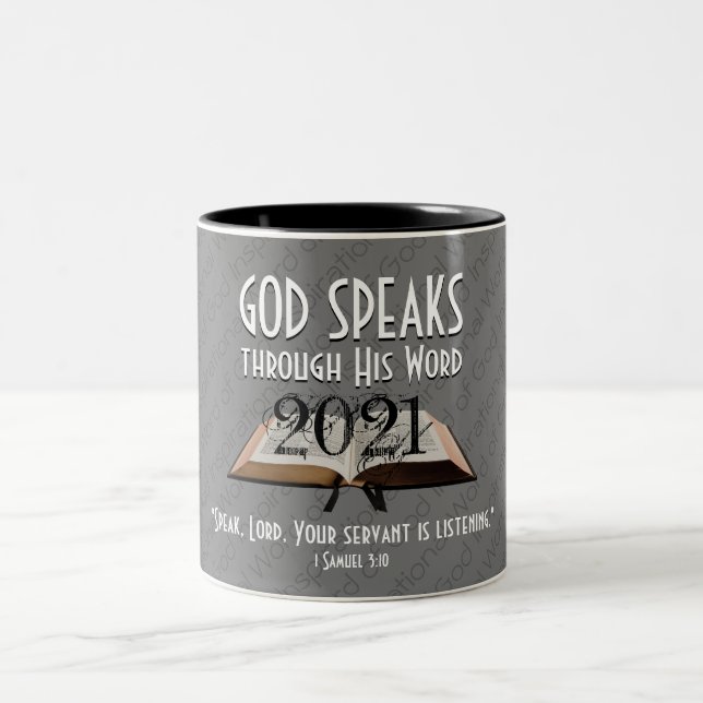 2021 | Grey | God's Word Bible | Christian Two-Tone Coffee Mug (Center)