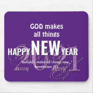 2021 HAPPY NEW YEAR Christian PURPLE Mouse Pad