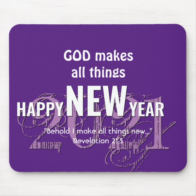 2021 | HAPPY NEW YEAR | Christian | PURPLE Mouse Pad (Front)