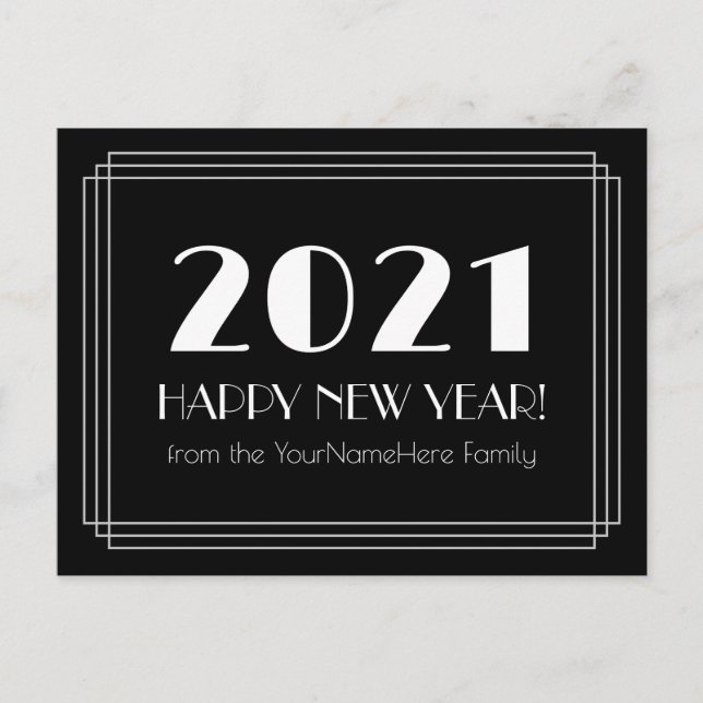 2021 HAPPY NEW YEAR! + Personalised Name Postcard (Front)