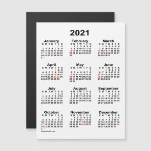 2021 Holiday Calendar by Janz 4x5 Magnet