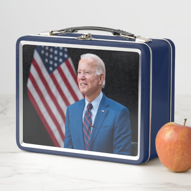2021 Joe Biden US President Portrait Metal Lunch Box (In Situ)