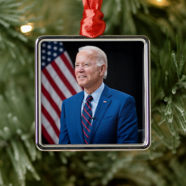 2021 Joe Biden US President Portrait Metal Ornament (Tree)