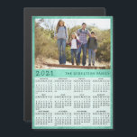 2021 Magnetic Fridge Calendar Family Photo Green<br><div class="desc">This simple 2021 magnetic card calendar is easy to personalise with the family name and custom photo to create a unique present for the loved ones. Click "Personalise this template" to upload your picture and type the family name. Green background makes it stylish and cheerful. This Sunday through Saturday calendar...</div>