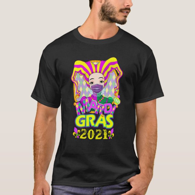2021 Mardi Gras Costume  Mardi Gras 2021 Quarantin T-Shirt (Front)