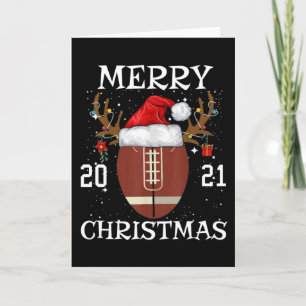 2021 Merry Christmas Lights Football Party Pajama Card