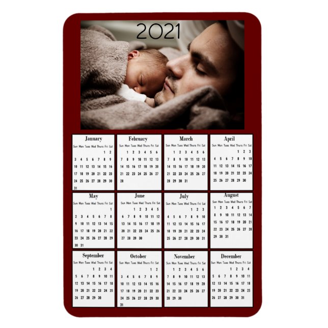 2021 Mini Calendar Refrigerator Magnet (Vertical)