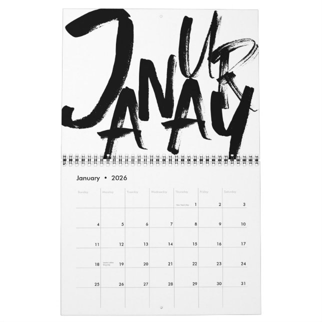 2021 Minimalist Abstract Black and White Calendar (Jan 2026)