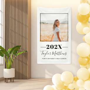 2021 Minimalist Black Custom Photo Graduation Banner