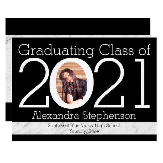 2021 Modern Numeral Frame Photo Graduation Invitation | Zazzle.com.au