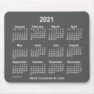 2021 Neon Charcoal Calendar by Janz Mouse Pad