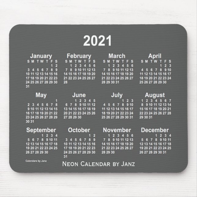 2021 Neon Charcoal Calendar by Janz Mouse Pad (Front)
