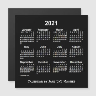 2021 Neon White Calendar by Janz 5x5 Magnet