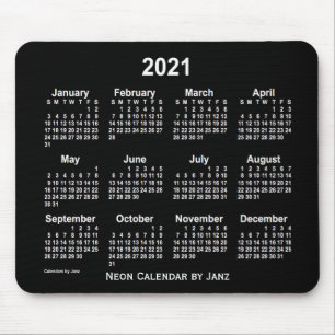 2021 Neon White Calendar by Janz Mouse Pad
