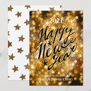 2021 NEW YEAR Corporate Business Festive Gold Holiday Card