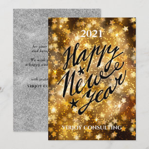 2021 NEW YEAR Corporate Business Festive Gold Holiday Card