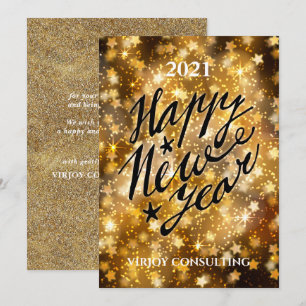 2021 NEW YEAR   Corporate Business Festive Gold Holiday Card