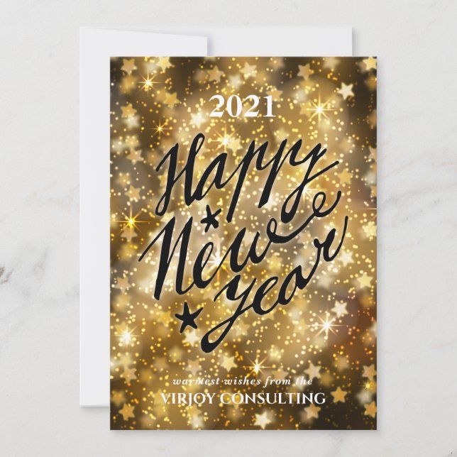 2021 NEW YEAR | Corporate Business Festive Gold Holiday Card (Front)