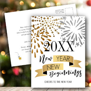 2021 New Year New Beginnings   Cheers to New Year Holiday Postcard
