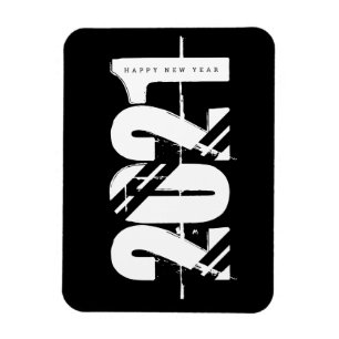 2021 New Years Black and White Simple Magnet