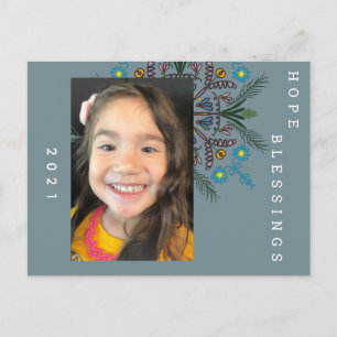 2021 New Years Hand Drawn Botanical Greenery Postcard