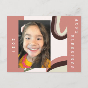 2021 New Years Organic Shapes Botanical Photo Postcard