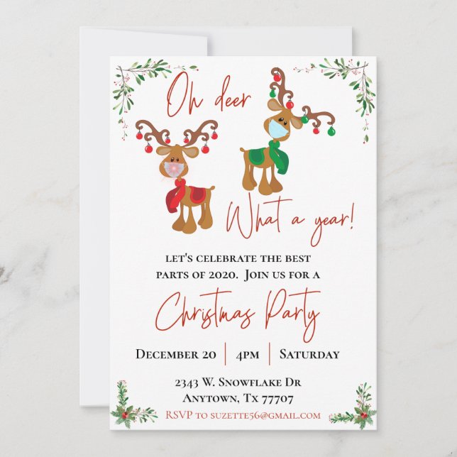 2021 Oh Deer What a Year Christmas Party Invitation (Front)