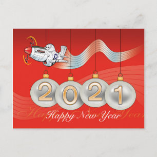 2021, P-51 mustang, Christmas card, text editable Holiday Postcard