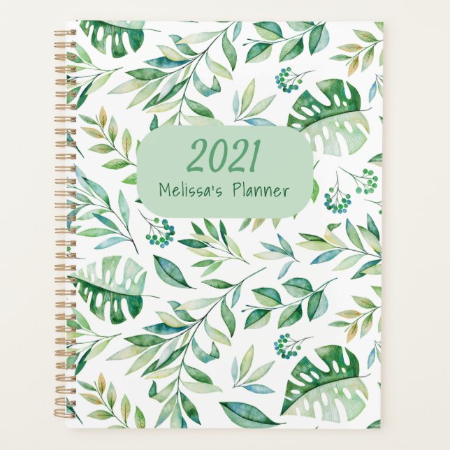 2021 Personalised Botanical Pattern Rustic Planner (Front)