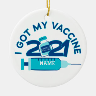 2021 Personalised Name Vaccine Christmas Ceramic Ornament