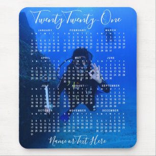 2021 Photo Calendar Chic Script Mouse Pad
