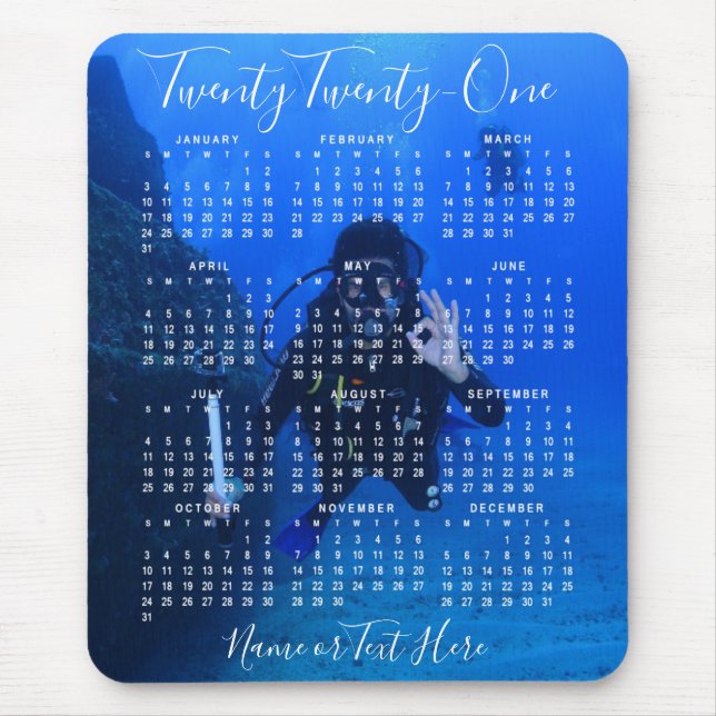 2021 Photo Calendar Chic Script Mouse Pad (Front)