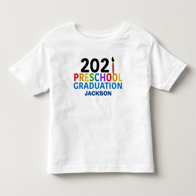 2021 Preschool Graduation Cute Custom Graduate Toddler T-Shirt (Front)