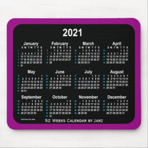 2021 Purple Neon 52 Weeks Calendar by Janz Mouse Pad