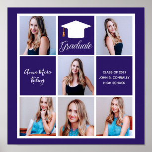 2021 Purple Senior Photo Collage Graduation Party Poster