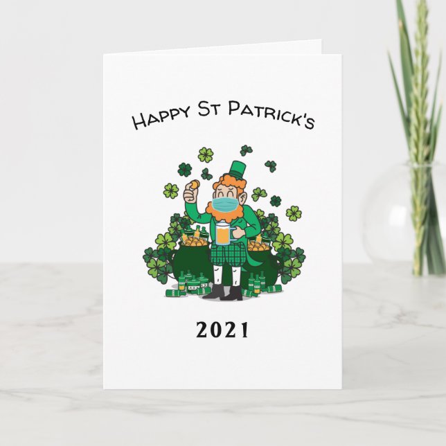 2021 quarantine funny st Patrick's day Holiday Card (Front)