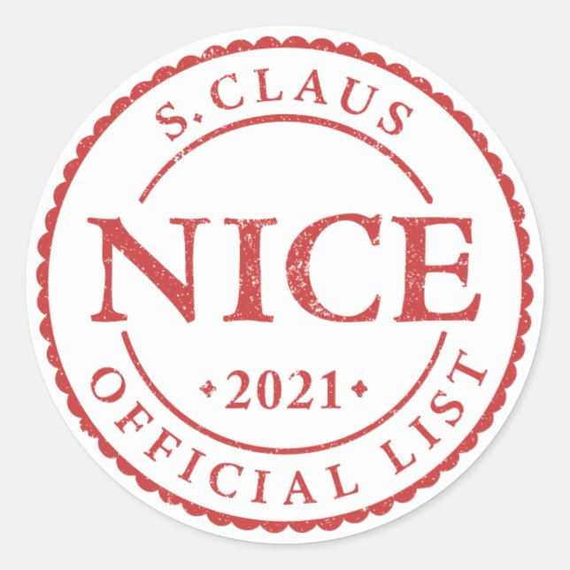 2021 Santa Nice List Holiday Christmas Sticker (Front)