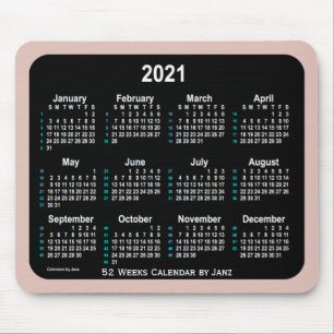 2021 Thistle Neon 52 Weeks Calendar by Janz Mouse Pad